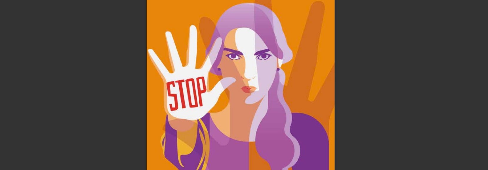 Frau zeigt die Hand als Zeichen von Stopp